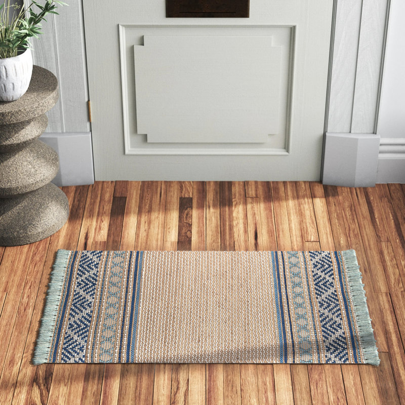 Joss & Main Alberta Handmade Flatweave Beige/Blue Rug & Reviews Wayfair